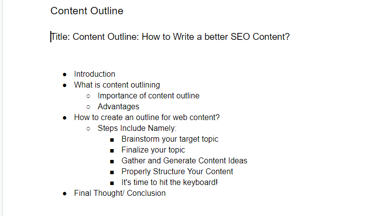 Gathering Content Ideas in a Google Docs